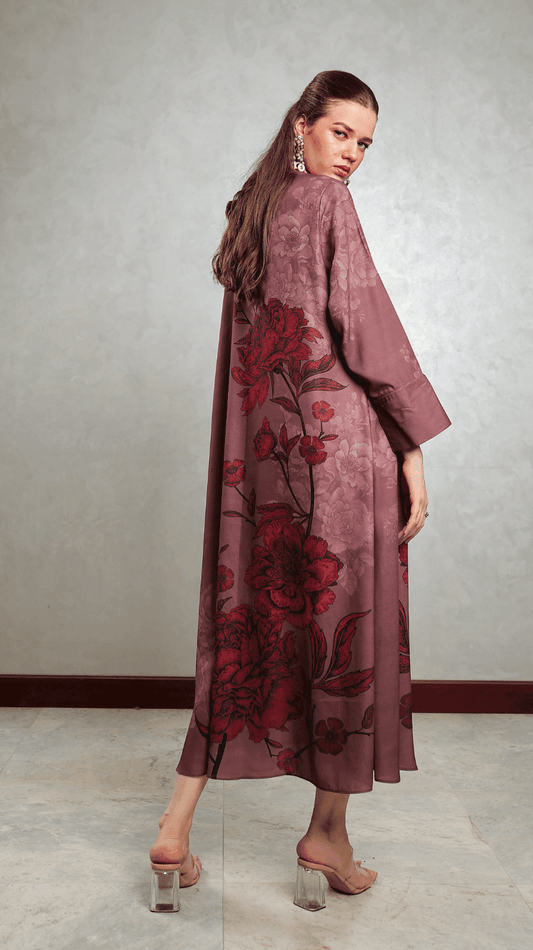 Brown Floral Motif Maxi - AREEJ | Online