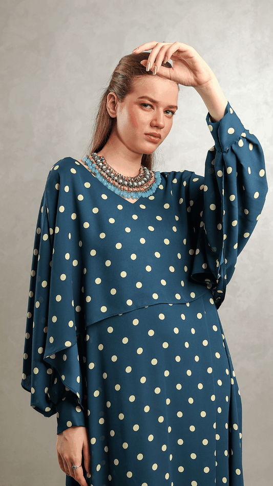 Blue Polka Overlap Maxi - AREEJ | Online