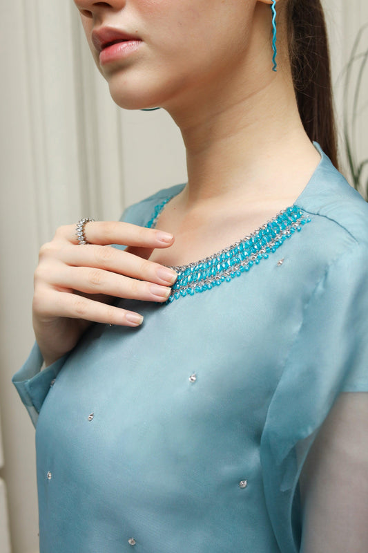 Azzurra Hand Embellished Long Dress